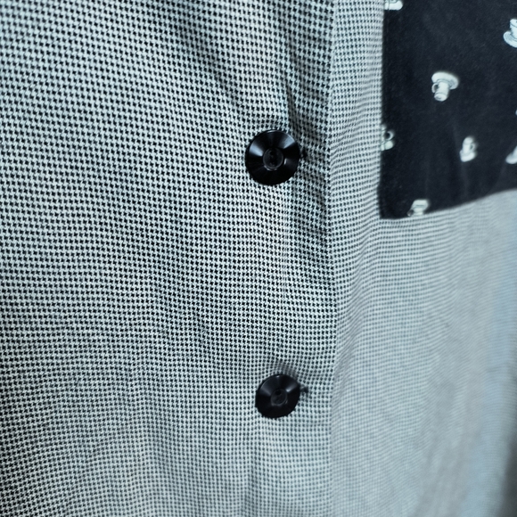 Vintage Retro Groovy Penny Lane Graphic Button Up Checkered Print L Coffee Print - Picture 6 of 10